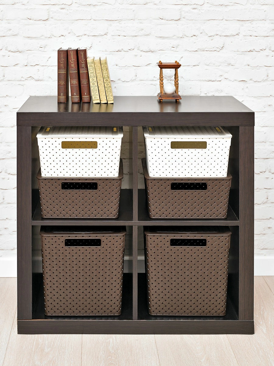 Коробка для хранения квадратная Виолет Береста с крышкой 11л 294x294x151, венге фото 2