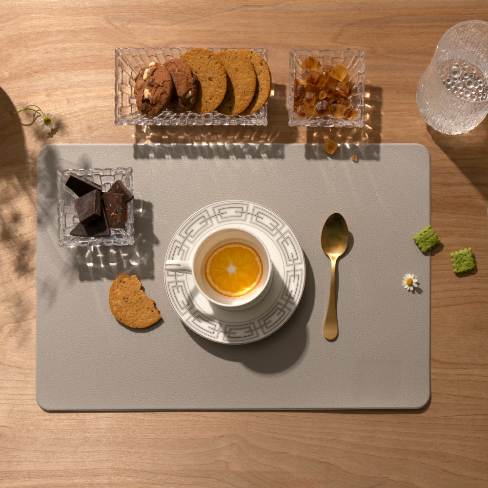 4 Салфетка сервировочная Zapel Eco Leather light grey фото 5