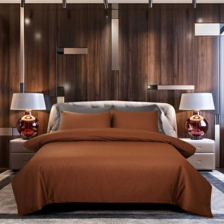 Полноразмерное изображение Комплект постельного белья семейный Pappel Jacquard Brown geometric фото 1